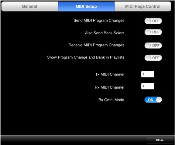 Preferences MIDI Setup