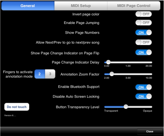 Preferences iPad General